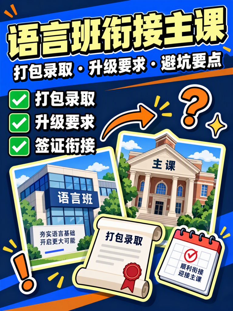 澳洲语言班(ELICOS)怎么衔接主课:打包 CoE、升级要求与常见卡点 1 小红书封面:语言班衔接主课,含打包录取、升级要求、签证衔接勾选清单