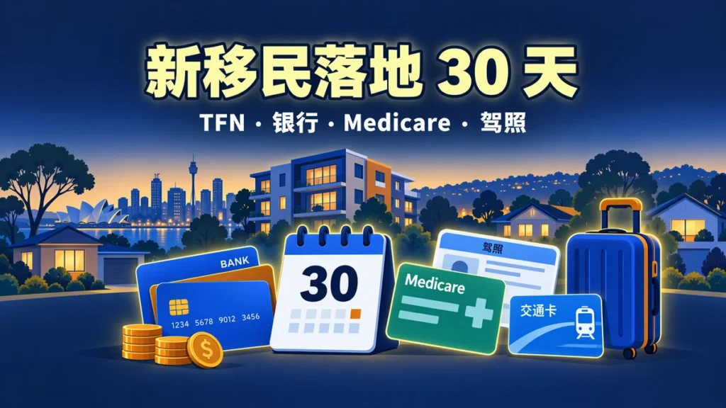澳洲新移民落地 30 天完全手册（NSW 版）：TFN、银行、Medicare、驾照一次办完